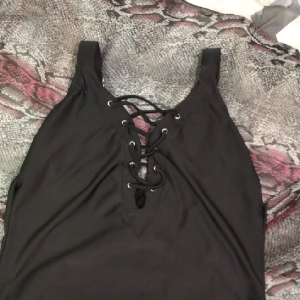 Nautica Black Tie Front Sleeveless One Piece Swim